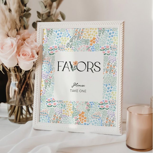 Poster Sinal de Chá de fraldas de Menina Floral Moderna F (Criador carregado)