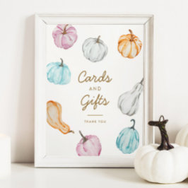 Poster Sinal de Chá de fraldas de queda de Pastel Pumpkin