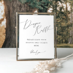 Poster Sinal de Chá de fraldas de Raffle Fralda Neutro Wh