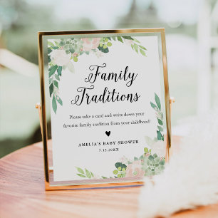 Poster Sinal de Chá de fraldas de Tradições da Família DE