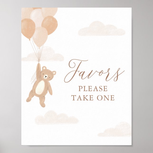 Poster Sinal de Chá de fraldas de Urso de Teddy (Frente)