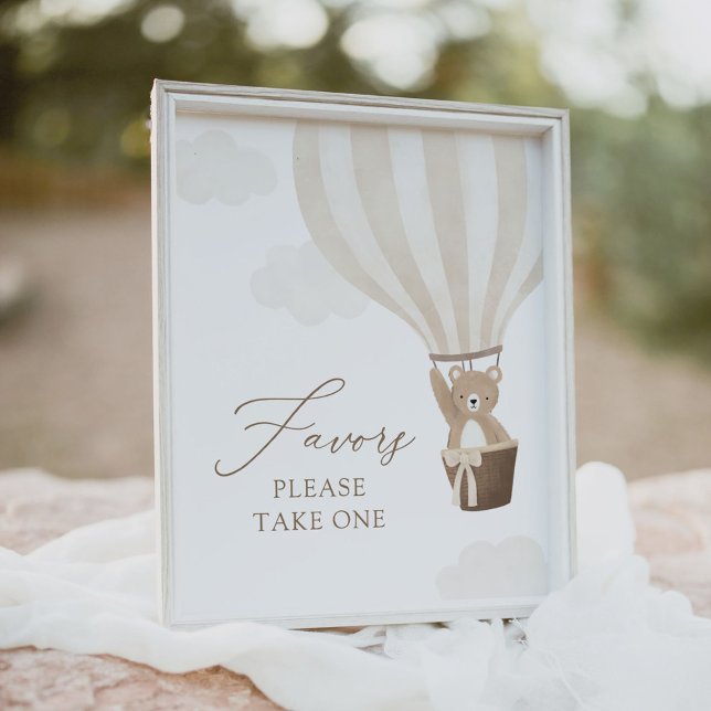 Poster Sinal de Chá de fraldas de Urso de Teddy Neutro (Criador carregado)