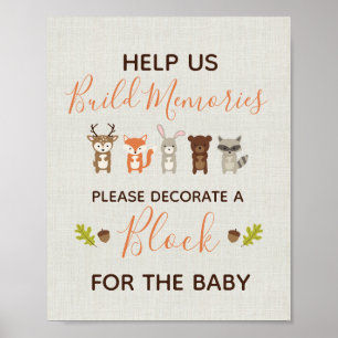 Poster Sinal de Chá de fraldas de Woodland - Decorre um