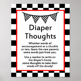 Poster Sinal de Chá de fraldas do Carro de Corrida Impres