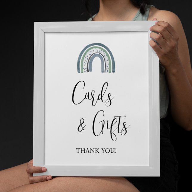 Poster Sinal de Chá de fraldas do Rainbow Baby Boy Cards  (Criador carregado)