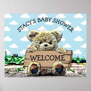 Poster Sinal de Chá de fraldas do Urso de Teddy Personali
