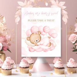Poster Sinal de Chá de fraldas do Urso Rosa