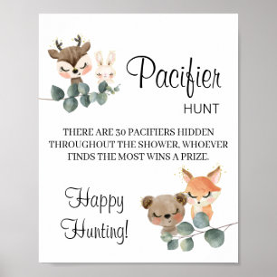 Poster Sinal de Chá de fraldas do Woodland Pacifier Hunt