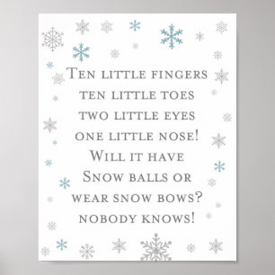 Poster Sinal de Chá de fraldas em Floco de Neve de invern