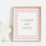 Poster Sinal de Chá de fraldas Gingham rosa<br><div class="desc">Mostre aos amigos e à família onde deixar suas cartas e presentes com este elegante sinal de chá de fraldas de gingham rosa.</div>