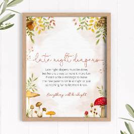 Poster Sinal de Chá de fraldas Noite Tardia Fralda Woodla