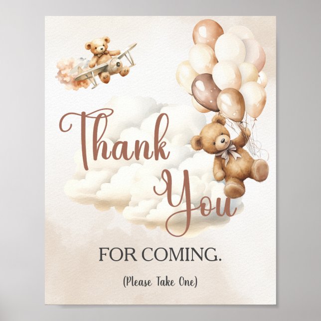 Poster Sinal de chá de fraldas OBRIGADO POR VIR O Balão d (Frente)