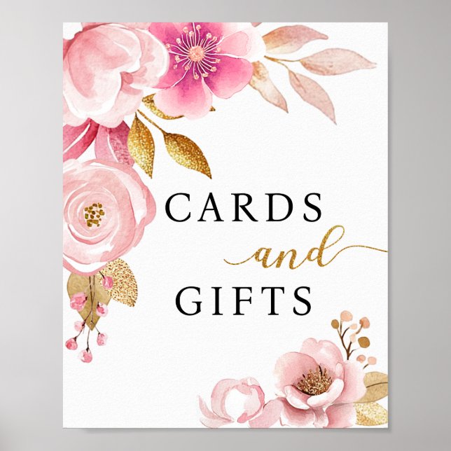 Poster Sinal de Chá de fraldas Placas e Ofertas Rosa Esbr (Frente)