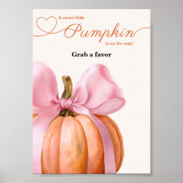 Poster Sinal de Chá de fraldas Pumpkin cor-de-rosa "Agarr