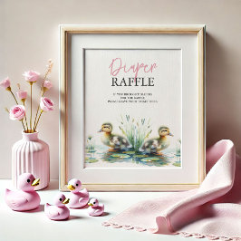 Poster Sinal de Chá de fraldas Raffle Fralda Duck