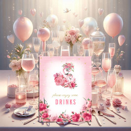 Poster Sinal de Chá de fraldas Rosa Flamingo Ballerina