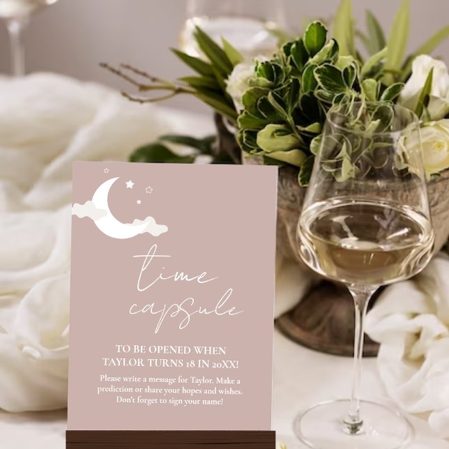 Poster Sinal de Chá de fraldas rosa minimalista (Criador carregado)