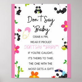 Poster Sinal de Chá de fraldas Rosa Panda