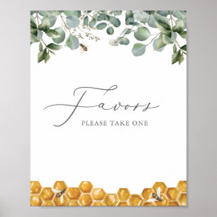 Poster Sinal de Chá de fraldas Verde da Bee Favorece