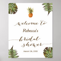 Sinal de Chá de Noiva de Folhas Tropicais Abacaxi
