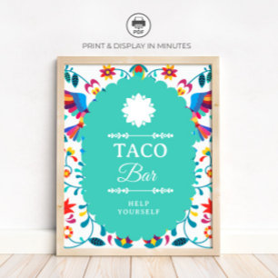 Poster Sinal de Chá de Noiva Fiesta Mexican Taco Bar