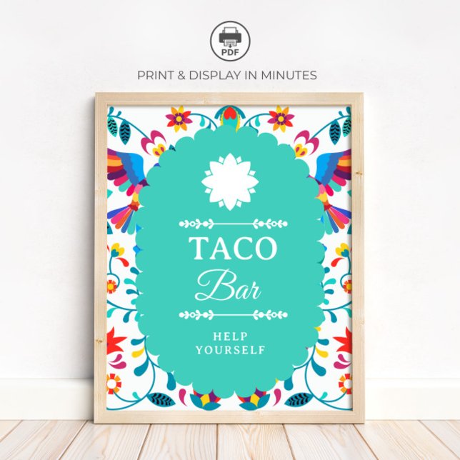 Poster Sinal de Chá de Noiva Fiesta Mexican Taco Bar (Criador carregado)