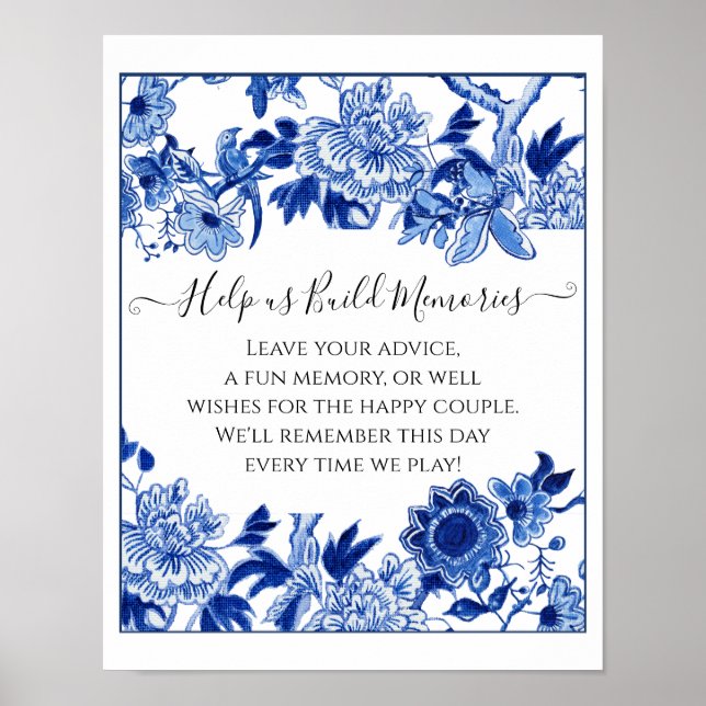 Poster Sinal de Chá de Noiva Personalizado Jenga 10x12 Az (Frente)