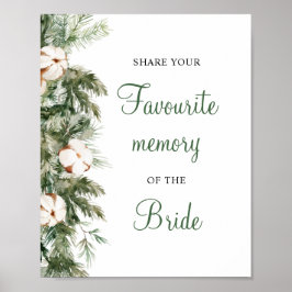 Poster Sinal de Chá de Noiva Pine Winter Compartilhe Sua 
