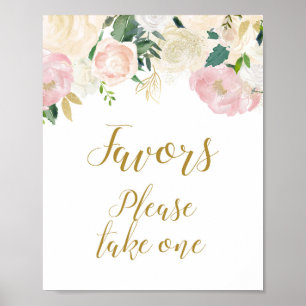 Poster Sinal de Chá de Noiva Rosa e Dourado