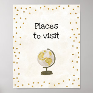 Poster Sinal de Chá de Noiva Temático de Viagem