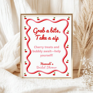 Poster Sinal de Chá de panela da Tcherry retrô de mesa de