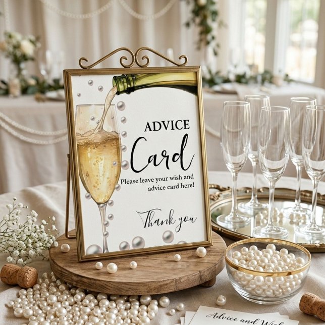 Poster Sinal de chá de panela de Aviso Prosecco e Pérolas (Criador carregado)