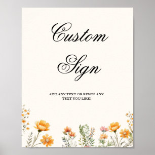 Poster Sinal de chá de panela de flor selvagem Elegante