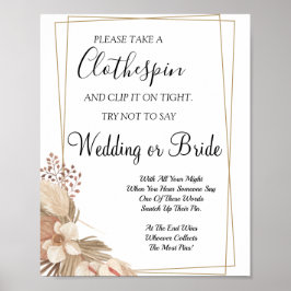 Poster Sinal de chá de panela do Pampa Grass Clothespin