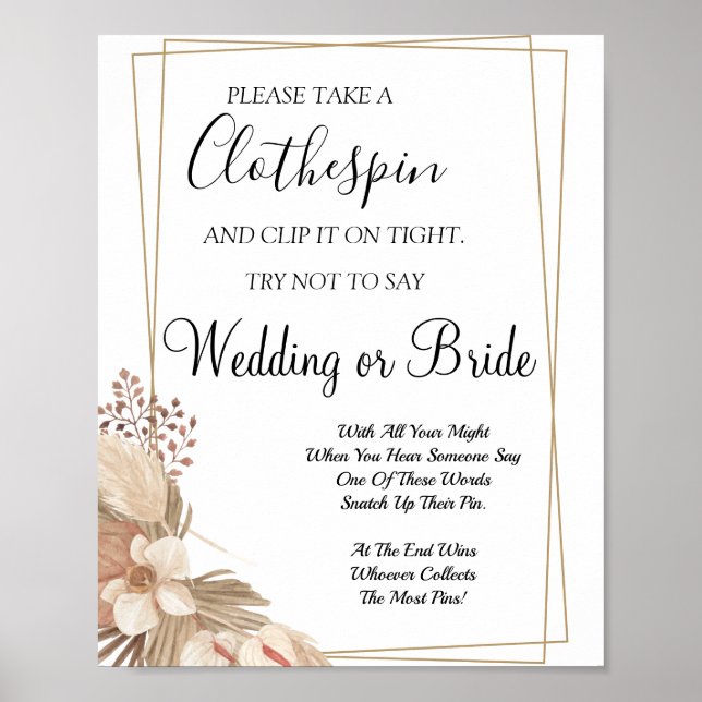 Poster Sinal de chá de panela do Pampa Grass Clothespin (Frente)