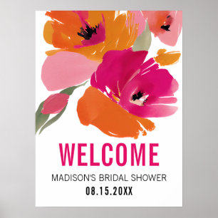 Poster Sinal de Chá de panela Floral Personalizado