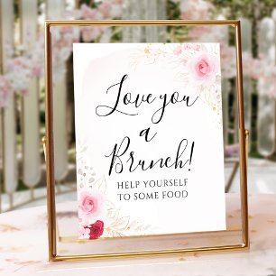 Poster Sinal de Chá de panela Floral Rosa