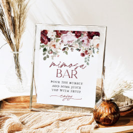 Poster Sinal de Chá Mimosa - Blush Blush Pink Flowers