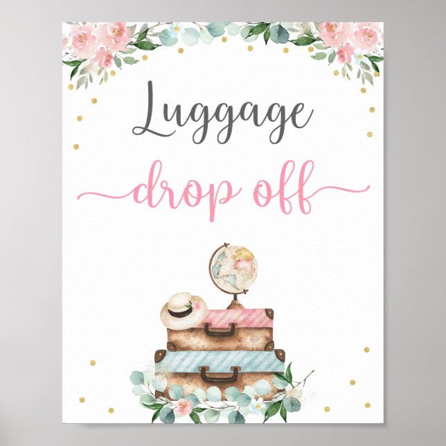 Poster Sinal de Check-in de Bagagem para Chá de Noiva Flo (Frente)