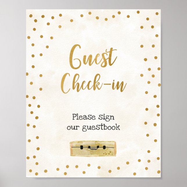 Poster Sinal de check-in de convidados para chá de panela (Frente)