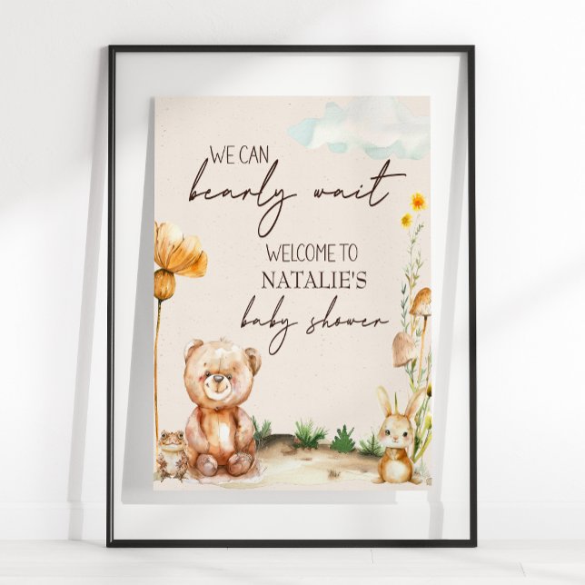 Poster Sinal de Churrasco de Bebê Boho Animais da Florest (Criador carregado)