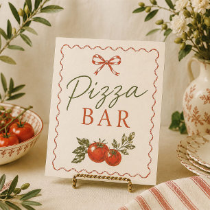 Poster Sinal de Churrasco de Pizza Italiano para Chá de B