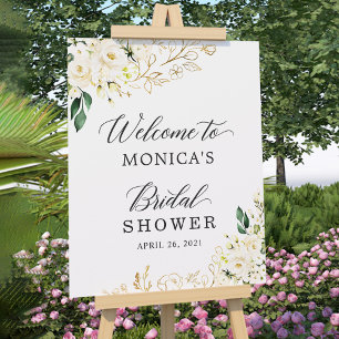Poster Sinal de Chuva de Presentes de Noiva Peônia Branca