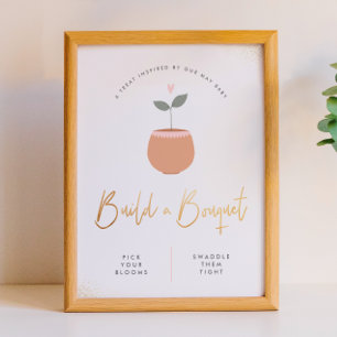 Poster Sinal de Chuvada de Bebê Baby In Bloom Construa um