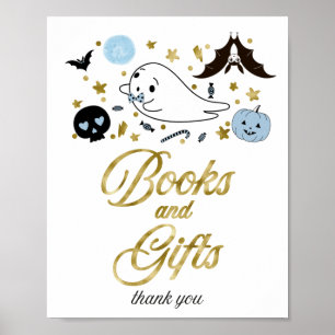 Poster Sinal de Chuvada de Bebê de Halloween para Livros 