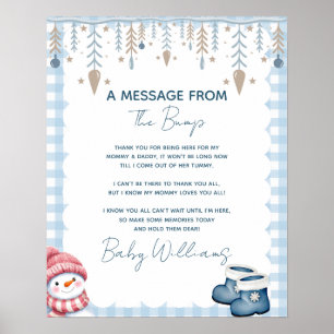 Poster Sinal de Chuvada de Bebê de Inverno Mensagem Do Be