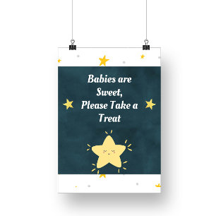 Poster Sinal de Chuvada de Bebê Estrela Brilhante Brilhan
