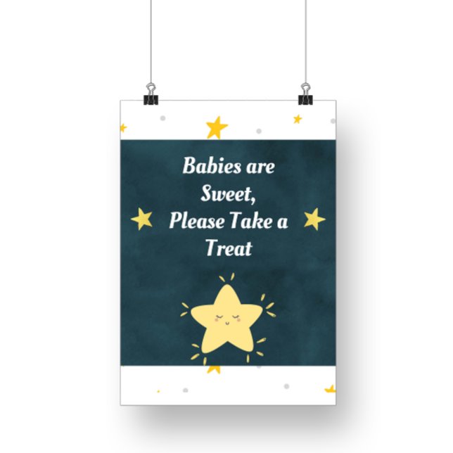 Poster Sinal de Chuvada de Bebê Estrela Brilhante Brilhan (Criador carregado)