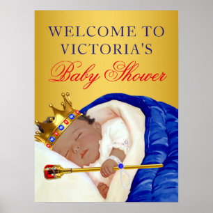 Poster Sinal de Chuvada de Bebê Príncipe Étnico