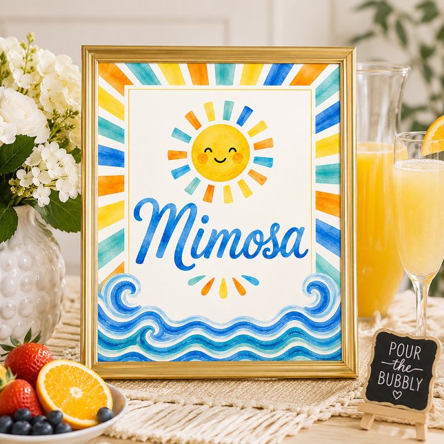 Poster Sinal de Chuveirinho de Bebê Mimosa Bar - Aqui Vem (Criador carregado)